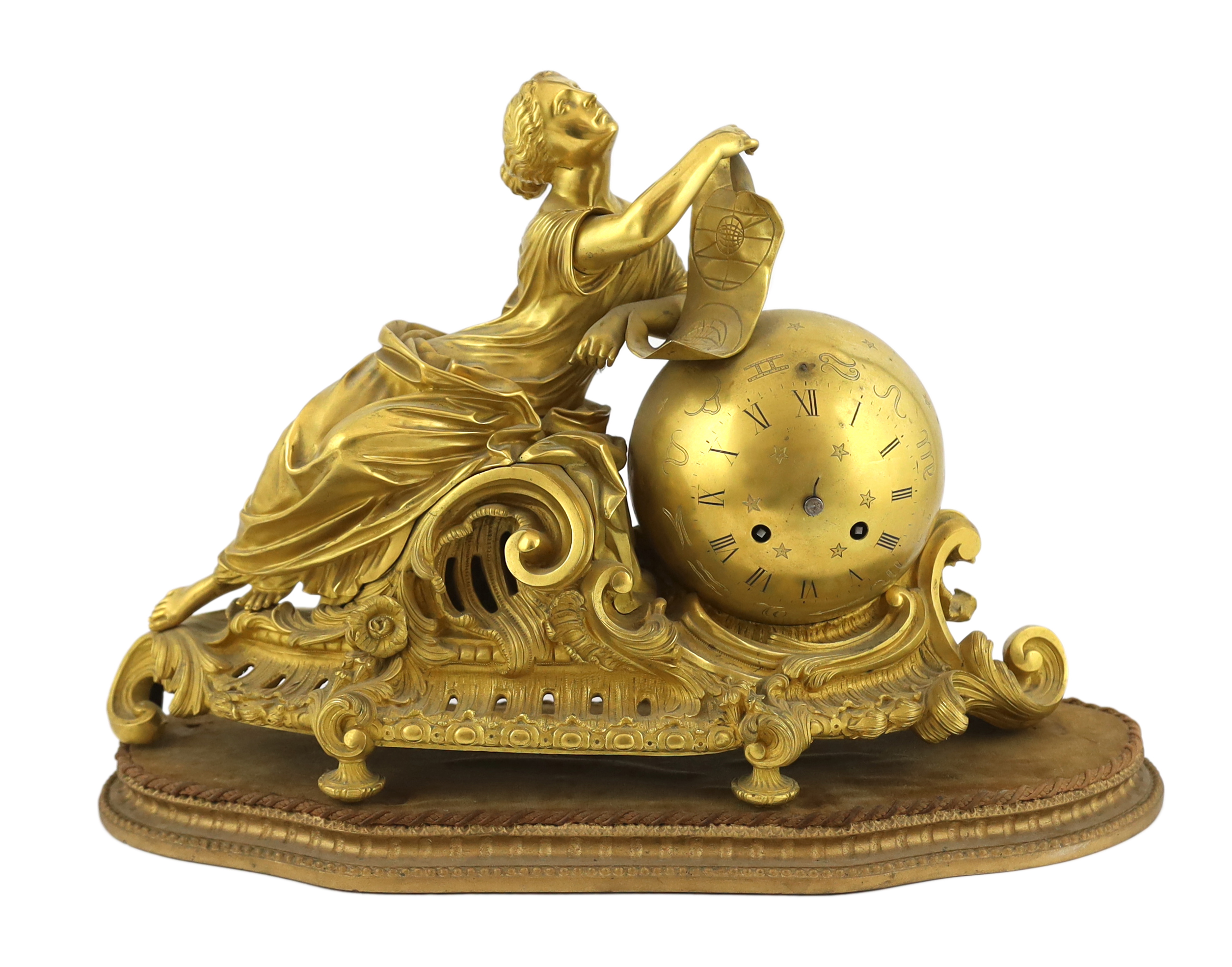Brocot & Delettrez of Paris, a 19th century French ormolu mantel clock 50cm wide, 34cm high